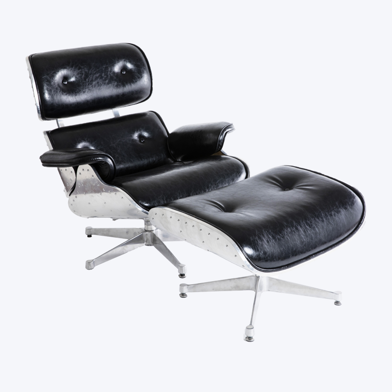 Scaun clasic Eames Lounge Chair Alloy Lounge Chair și taburet GK85-ALM